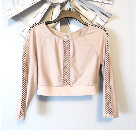 Victoria Sport Victoria Secret Mesh‎ Panel Long Sleeve Cropped Top Medium - Picture 2 of 11